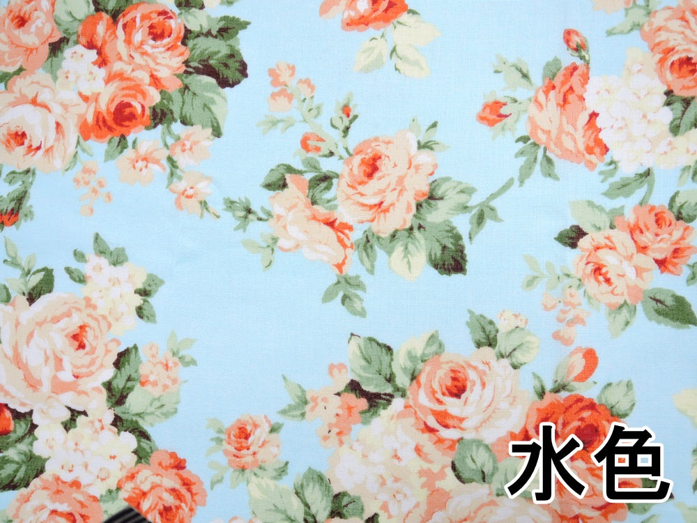 ボイルプリント【バラ柄】(5色)【30cm以上10cm単位】 – 手芸マキ