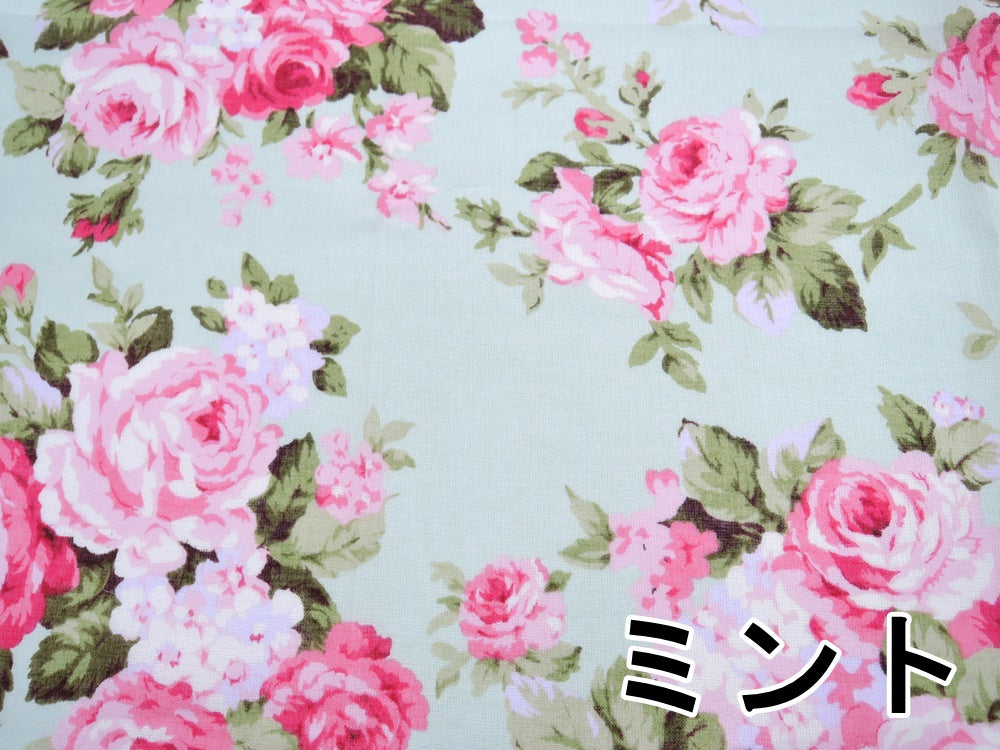 ボイルプリント【バラ柄】(5色)【30cm以上10cm単位】 – 手芸マキ