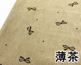 コーデュロイプリント (リボン&ドット柄／4色)【30cm以上10cm単位】