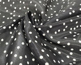 ☆特価品☆ オーガンジー水玉プリント (黒)【30cm以上10cm単位】