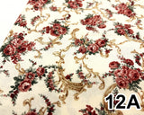 バラ柄プリント生地 (5種類)【30cm以上10cm単位】