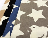 プリント生地 (う早この布／星とちどり) 4色【30cm以上10cm単位】