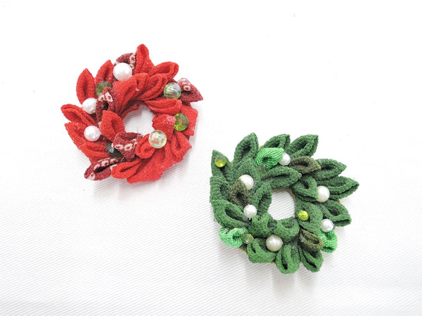 ちりめん手芸 リースのブローチ – 手芸マキ